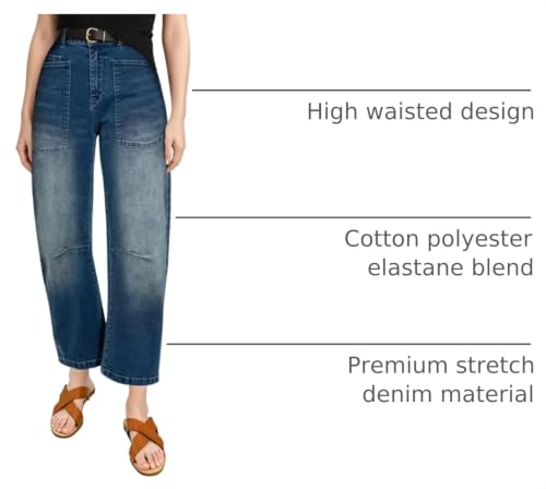 Image of EVALESS Barrel Jeans Women Baggy Stretchy Cropped Denim Pants