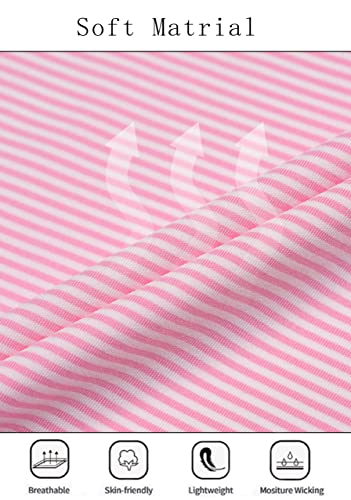 Ztn Mens Pink Polo Shirts Short Sleeve - Striped Quick Dry Casual Outdoor Sports Golf Tennis Collared Shirts Pink Stripe 3Xl #TOP4
