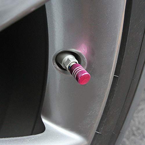 Senzeal 5x Aluminum Alloy Car Tire Valve Stem Caps Round Style Air Covers Pink - Thumbnail 5