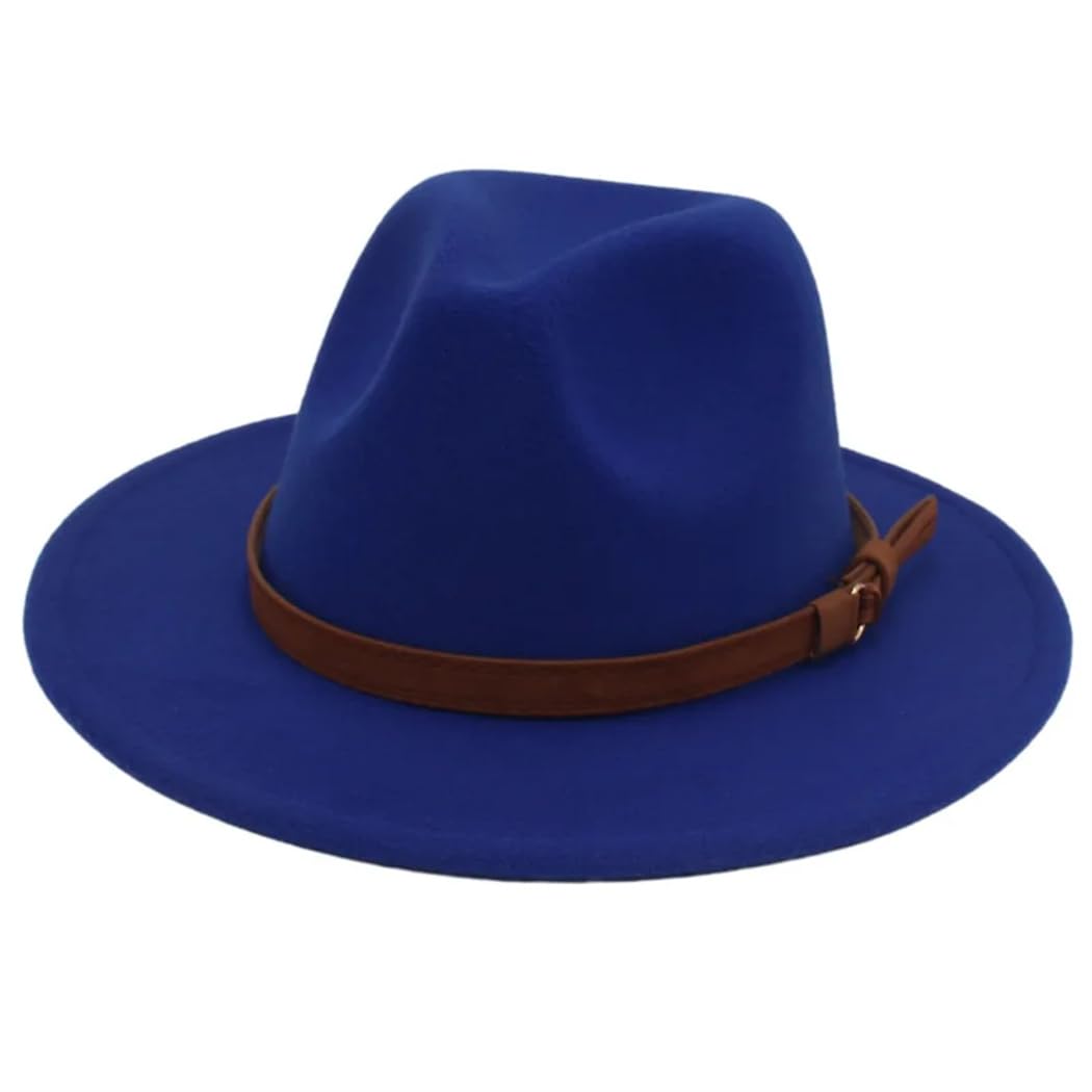 Unisex Big Brim Brown Belt Feltro Cap Uomini Western Cowboy Fedora Cappello Donna Elegante Partito Chiesa Vestito Cap