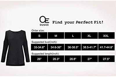 OUGES Women's Cutout Cold Shoulder Long Sleeve T-Shirt Tunic Tops