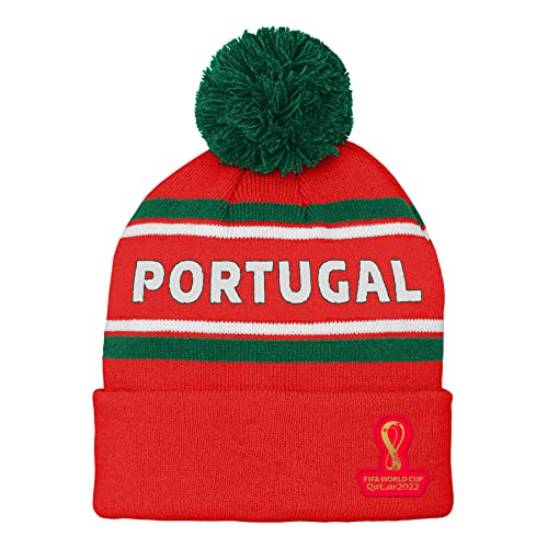 FIFA Pompon Officiel de la Coupe du Monde 2022-Portugal Bonnet, Rouge, Taille Unique Mixte Cover