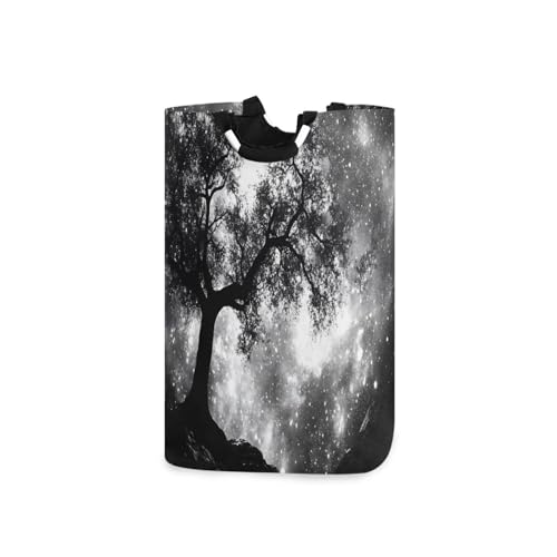 Jihqo Laundry Hamper Basket Forest Black Galaxy Collapsible Nursery Storage Bin Waterproof Clothing Baskets for Home Bedroom Bathroom Washing Room