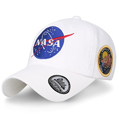 ililily NASA - Cappellino da Baseball con Logo Meatball, Apollo 1 Patch Trucker Hat, Bianco, Apollo 13, Medium, Bianco, M
