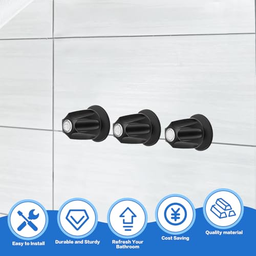 Ddeetodu 3 Pcs Shower Knob Replacement, Shower Knobs 3 Piece Replacement, Tub Faucet Handle with Flange Base, Compatible with Price Pfister Verve Fits 5-1/2''H,12 Tooth Valve Stem (Matte Black) by Ddeetodu - Used condition - Image 5