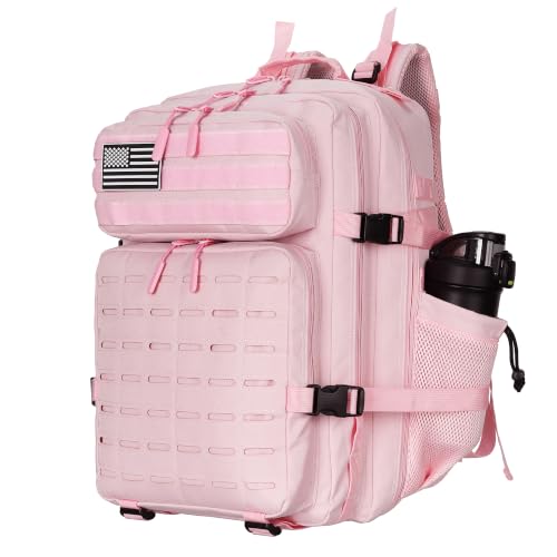 Image of Military Tactical Backpack 45L /25L 3 Day Assault Pack Molle Daypack Hiking Backpack for Men and Women (Pink, 45L)