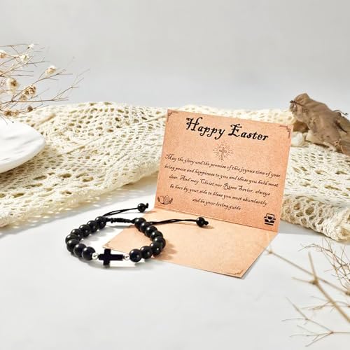 Image of Cross Bracelet Graduation Birthday Gifts for Women Girls, Religious Christian Catholic Bracelet Gift for Goddaughter Daughter Girlfriend, Beaded Charm Bracelet for Mom Grandma Faith Gift