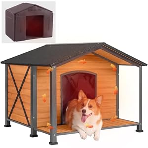 Aivituvin Large Dog House Outdoor Insulated Dog Kennel with Insulated Liner for Winter