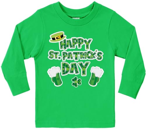 Kids St. Patrick's Day Shirts Boys Girls Unisex Irish Clover Long Sleeve T-Shirt Toddler Green Tee Cotton Tops 1-7T