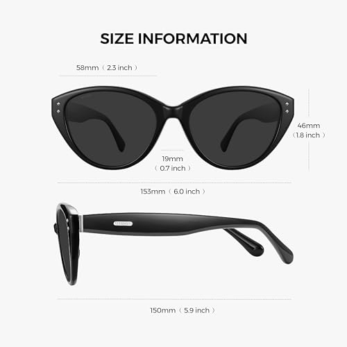 Image of Vintage Cat Eye Sunglasses Trendy Acetate ShadesUV400, Exclusive Brand of EssilorLuxottica