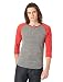 Alternative Men's Raglan 3/4 Sleeve Henley Shirt, Grey/True Red, Medium