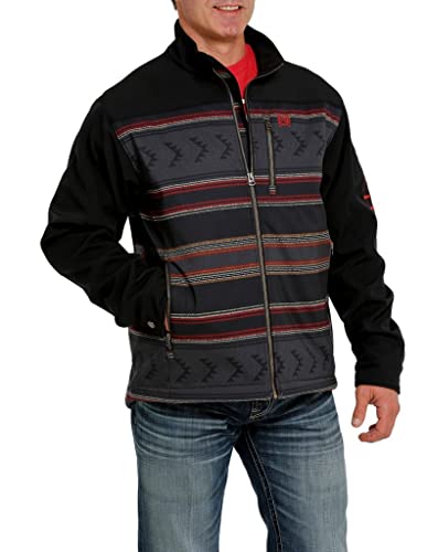 Cinch Men's Southwestern Color-Block Striped Logo Zip-Front Softshell Cc Jacket Black Xx-Large #TOP3