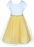 Dreamer P Little Girls Lace Top Rhinestone Pearl Special Flowers Girls Dresses