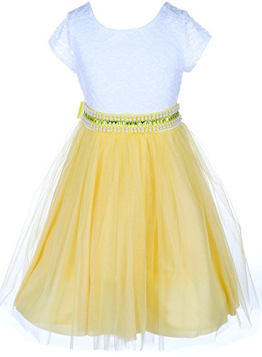 Dreamer Girls Dress Lace Top Tulle Rhinestone Pearl Special Flower Girl Dresses
