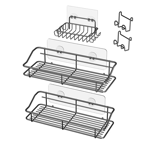 Nieifi Shower Caddy Shelf with Hooks Storage Rack Organizer Adhesive