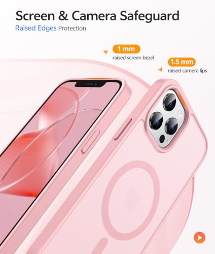 Image of FNTCASE for iPhone 12 Pro Max Case: [Compatible with Magsafe] Translucent Matte Magnetic Phone Cover - Military Grade Drop Protection Shockproof Protective Cases - Light Pink