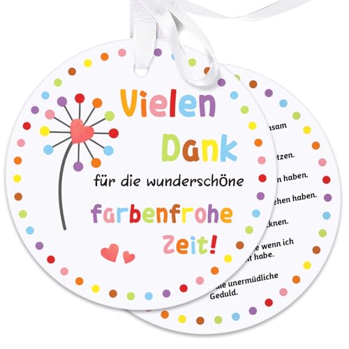 10 St&uuml;cke Abschiedsgeschenk Erzieherin Geschenkanh&auml;nger, Vielen Dank f&uuml;r die Wundersch&ouml;n Farbenfrohe Zeit, Geschenkverpackungen f&uuml;r Abschiedsgeschenk Kindergarten