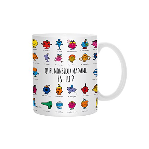 Monsieur Madame MM3107 Mug thermoréactif Quel Monsieur Madame es-tu, 320ml, Blanc Noir et Multicolore, Céramique, 12 x 8,3 x 9,7 cm