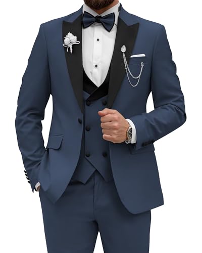 Wangyue Men's Slim Fit Tuxedo Suit 3 Piece