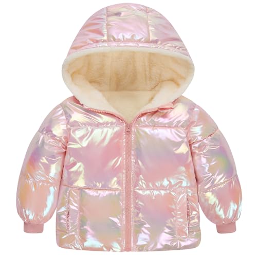 UNICOMIDEA Baby Girl Winter Coat Laser Toddler Jackets Warm Down Outerwear with Hooded for 12M-5T