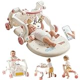 Gimnasio para Bebe, 5 En 1 Caminadora Para Bebe con Luces y Música, Reposabrazos Ajustables, Centro De Actividades,...