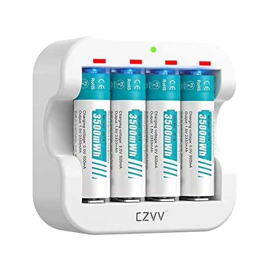 czvv Pilas Recargable AA Litio 1,5V - Capacidad Alta 3500mWh 4 Pack Baterias Lithium con Cargador Ultra Rápido 2H - Larga Duración 10 Años,1300 Ciclo, Salida Constante, Ratón, Teclado, Gamepad