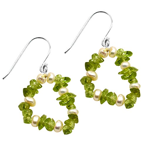 Silvesto India Handmade Jewelry Manufacturer August Peridot & June Birthstone Pearl, 925 Sterling Silver, Dangle Cluster Earring Jaipur Rajasthan India