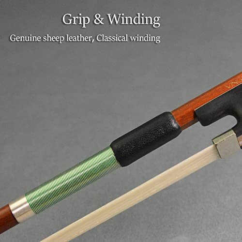 Brown Pernambuco Violin Bow 1/4 Size 813V Vingobow Master Level Parisian Eyes Ebony Frog Colorful Screw Elegant Winding Great Flexibility Warm Sweet Sound Premium Natural Horse Hair #TOP4