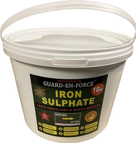 10KG PREMIUM IRON SULPHATE LAWN FEED, LAWN FERTILISER and GRASS TONIC. All Round Multi-Purpose Sulphate of Iron Lawn Conditioner, Fertiliser, Grass Greener & Turf Hardener.