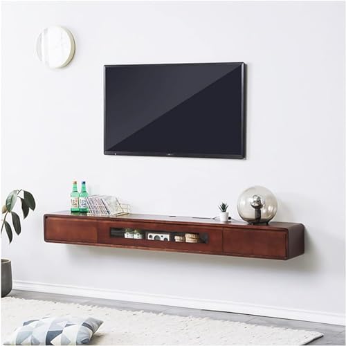 Genérico Estantería Colgante de Pared, estantería metálica iluminada de Pared, estantes flotantes Multicapa de Pared, Mueble de TV de Pared con Puerta, Soporte de TV Flotante, Consola Multimedia de e