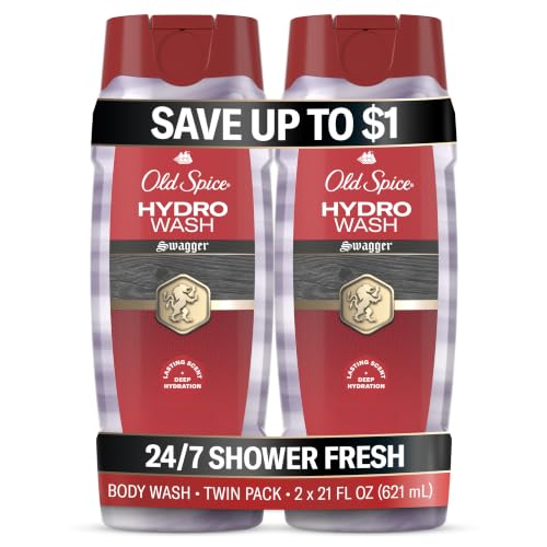 Old Spice Body Wash for Men, Hydro Wash, Swagger Scent, 21 fl oz Pack of 2