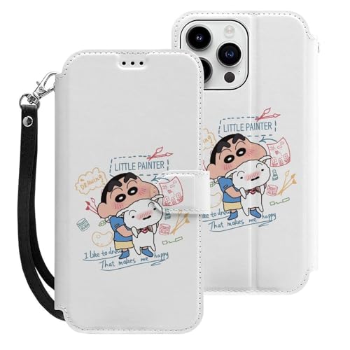 クレヨンしんちゃん iPhone15ProMax用ケース 手帳型 スマホケース アイホン15ProMax用 財布型カバー カードポケット スタンド機能 誕生日ギフト 人気 男女兼用