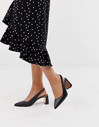 Jeimpoey Womens Slingback Heels Closed Point Toe Pump Shoes Chunky Block Heels Black #TOP3