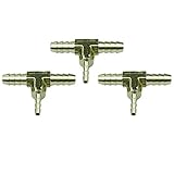 HongBoW Hardware Brass Hose Barbed Reducing Tee Fitting T Barb Reducer (1/4' X 1/4' X 1/8', 3)