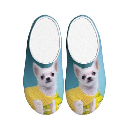 Chaussons peluche chihuahua pour se détendre à la maison en hiver noir 39