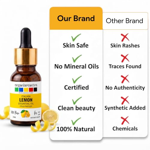 Image of Organix Mantra Lemon Oil | Improves Skin Radiance, Boost Hair Luster | Revitalizing Care for Face, Scalp & Skin | 15ML