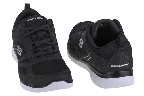 Skechers Baskets pour Femme, Chaussures de Sport, Noir, 9.5