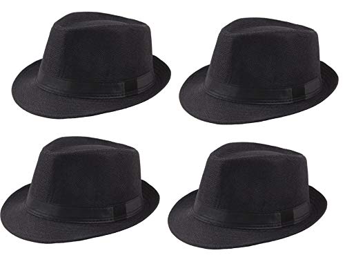 Zacharias Men's Fedora Round Hat Pack of 4 (Black; Free Size)