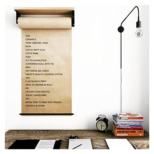 Wandmontierter Kraftpapierspender und -Schneider Studio to-Do-Listen Papierspender-Cutter für Notizen, 70 cm Breit Wandhalter für Kinderzeichenpapierrollen für Büro/Heimat/Küche, 50 M Kraftpapier Cover