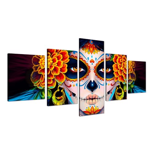 Sugar Skull Girl's Face Canvas Wall Art