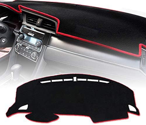 PG TOPONE Custom Fit Dashboard Black Center Console Cover Dash Mat Protector Sunshield Cover Pad Carpet for Honda 10th Civic 2016 2017 2018 2019Coupe (Red)