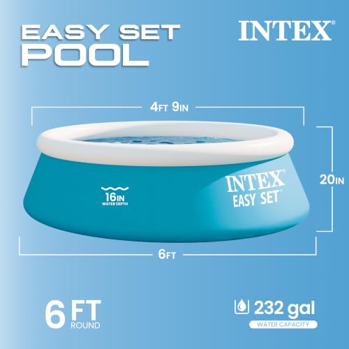 INTEX 28101EH Easy Set Inflatable Swimming Pool: 6ft x 20in – Puncture-Resistant Material – Quick Inflation – 232 Gallon Capacity – 16in Water Depth by Intex - Image 3