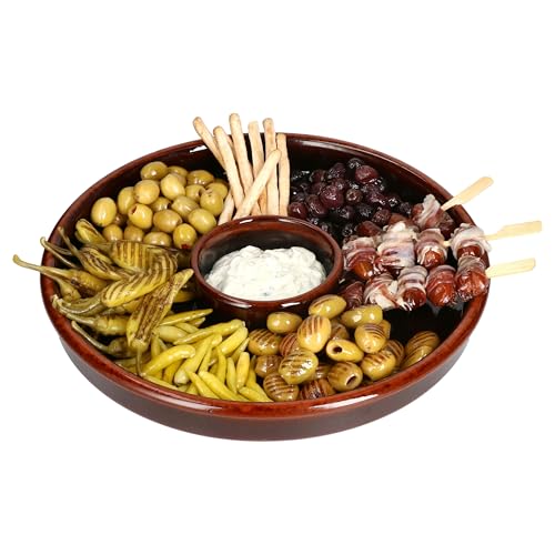 MamboCat Juego Tapas Schale Ø 33,5cm | große dunkelbraune Tonschale...