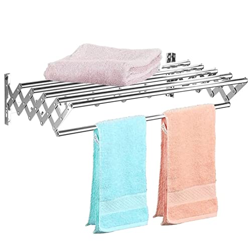 Étendoir pliant mural rétractable en inox pour séchage linge