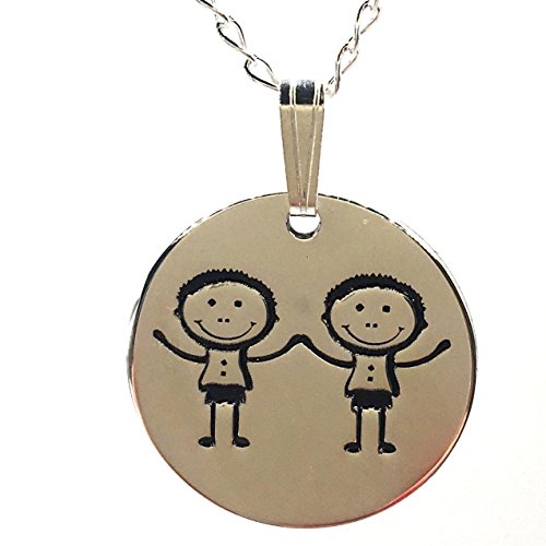 GARGANTILLA CON DOS NIÑOS PLATA DE LEY - MASBARATA.ES