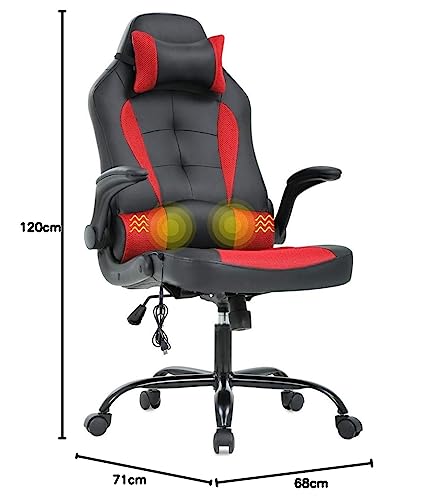 Miniatura 3 de T-Lovendo Tlv-Mrc66-Red Silla Gaming, Altura Ajustable, Cuero Sintético, Negro-Rojo, Adulto