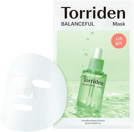 Torriden BALANCEFUL Cica Facial Masks (10 sheets) | Extra Soothing Care | 5D CICA, Hydrolyzed Hyaluronic Acid, Panthenol | Korean Face Mask