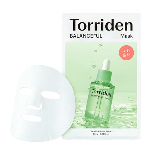 Image of BALANCEFUL Cica Facial Sheet Masks (10 Sheets) - Gotu Kola Infused Facial Mask for Soothing Calming Balancing and Nourishing with Centella Asiatica Hyaluronic Acid and Panthenol
