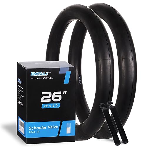 BWSHLF Fat Tire Bike, 26 x 4.0 A/V 35mm Schrader Valve Inner Tube, High Air Tightness, Anti-Puncture, with 2 Tire Levers Included-2 Pack