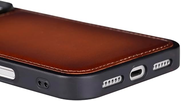 iPhone 17 Pro ile Uyumlu Hakiki Deri Kılıf – Süet İç Yüzey, Kablosuz Şarj Uyumlu (İSİM YAZDIRILABİLİR) (Rustik Kahverengi)